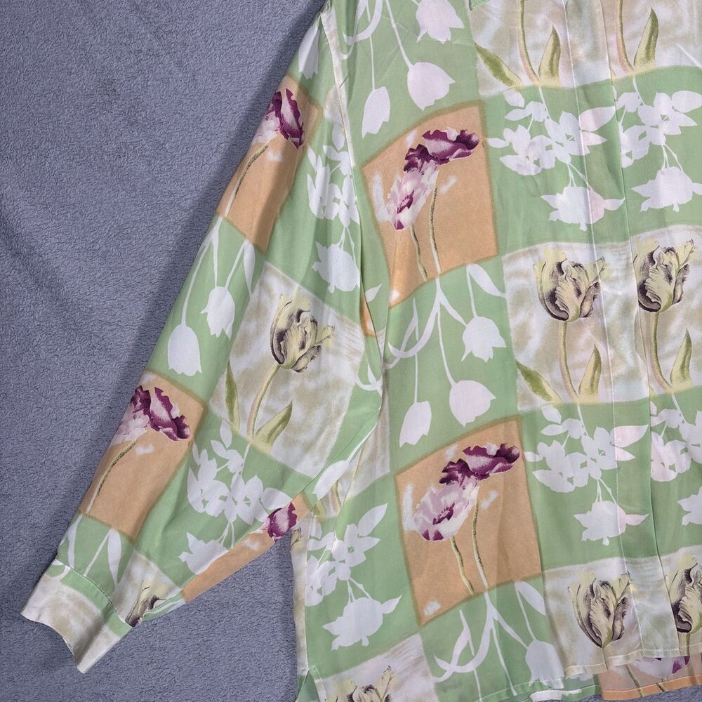 Vintage Piano Women 3x 100% Silk Blouse Retro Inspired CottageCore Whimsy Pastel - Picture 6 of 16